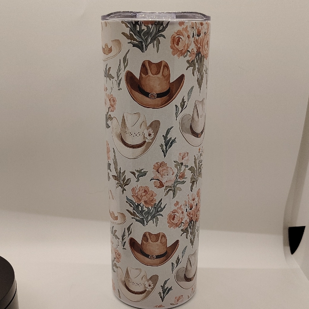 Cowgirl Hat and Floral Pattern 20oz Tumbler